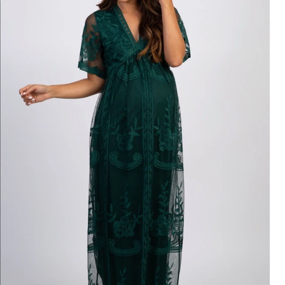 Pinkblush Green Lace Maxi Dress
